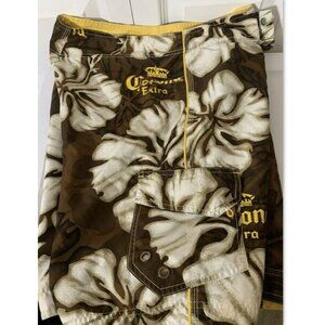 Corona Extra‎ Bottle Label Men's Sz 34 Board Shorts pockets Multicolored